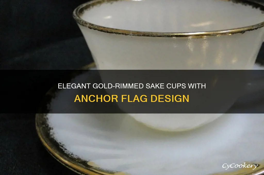 sake cup gold rim flag anchor