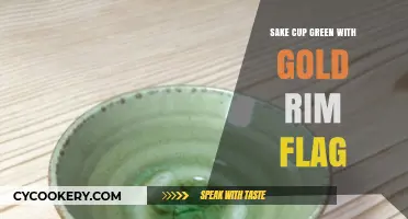 Elegant Green Sake Cup with Gold Rim and Flag Design