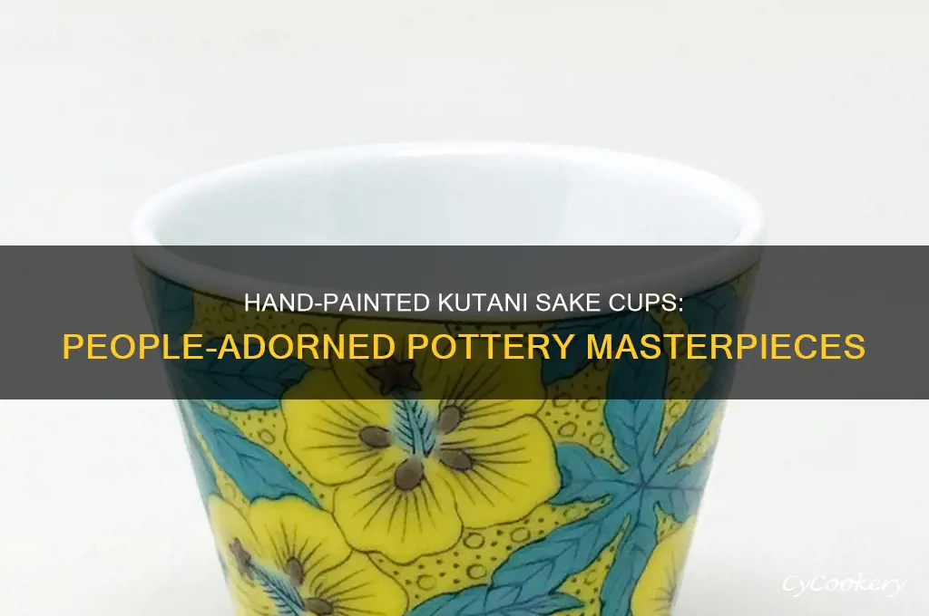 sake cup kutani pottery hand painted with people on it