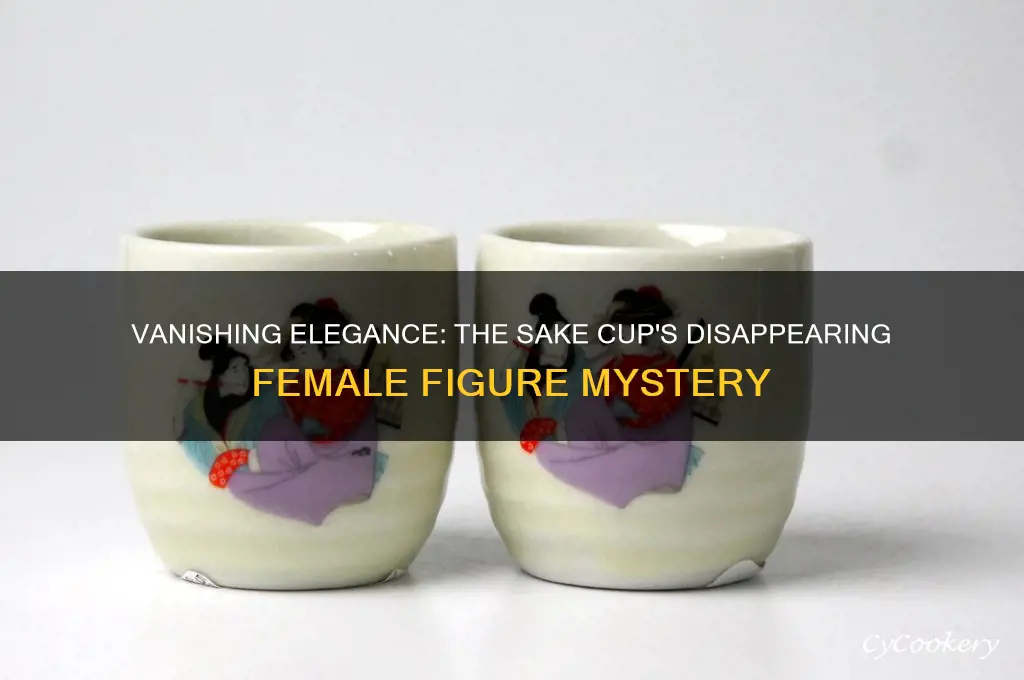 sake cup with woman figure dissapearing