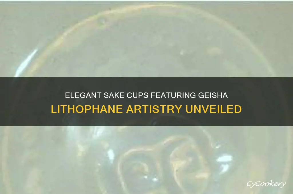 sake cups with geisha lithophane