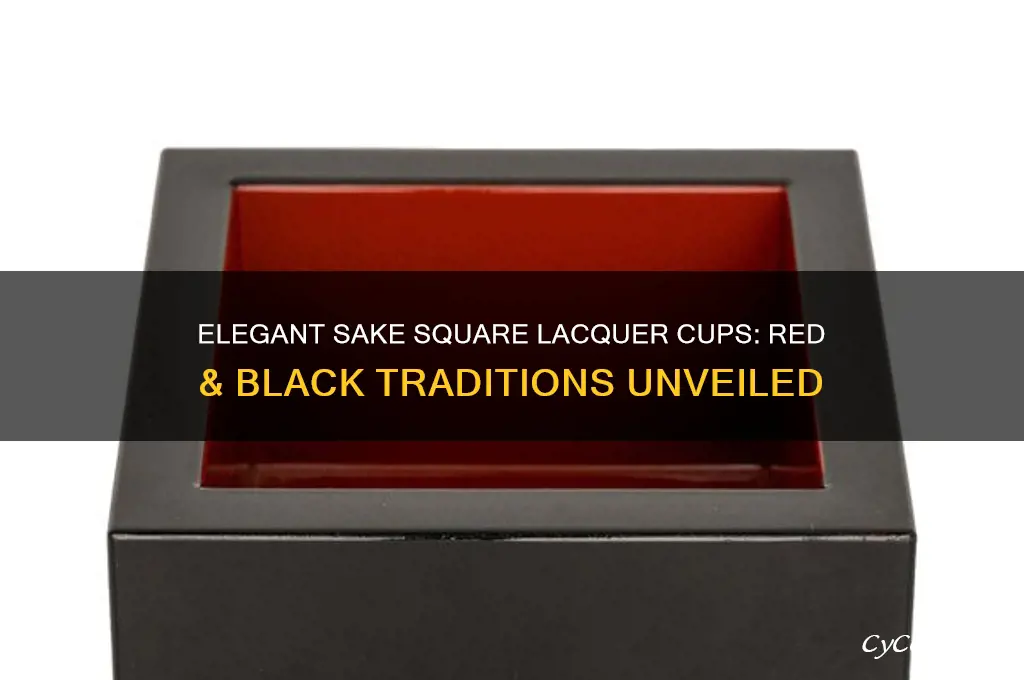 sake square lacquer cups red black