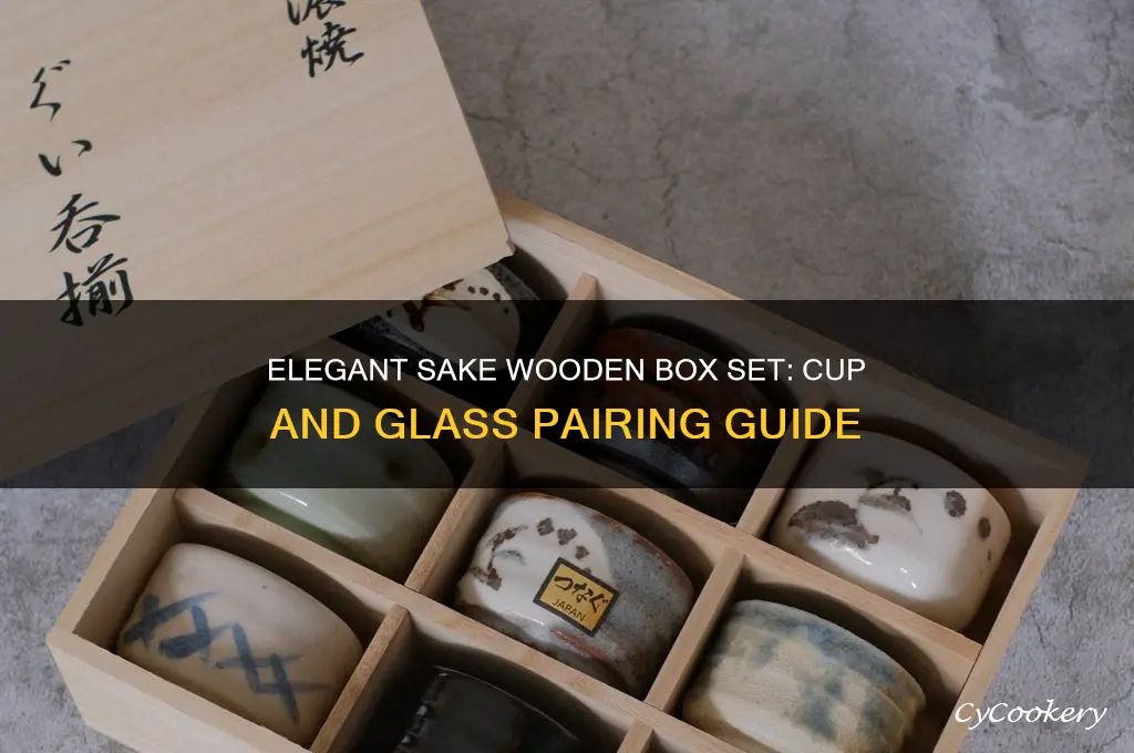 sake wooden box cup with glass