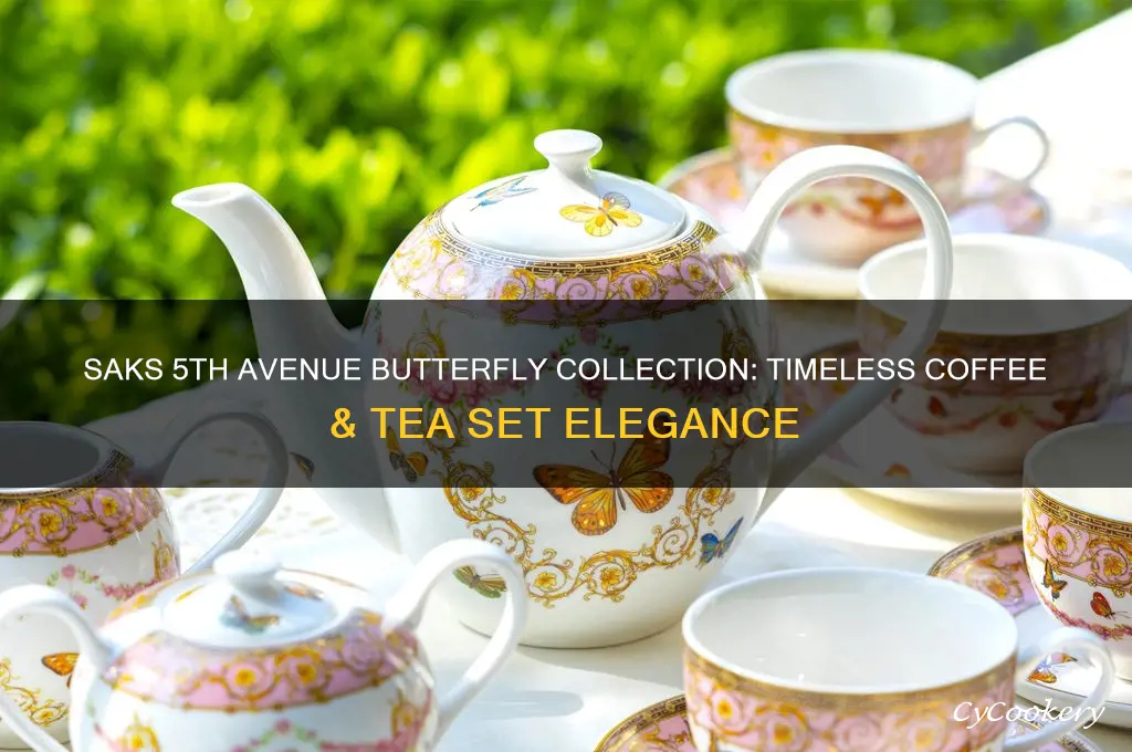 saks 5th avenue butterfly collection classic coffee and tea set