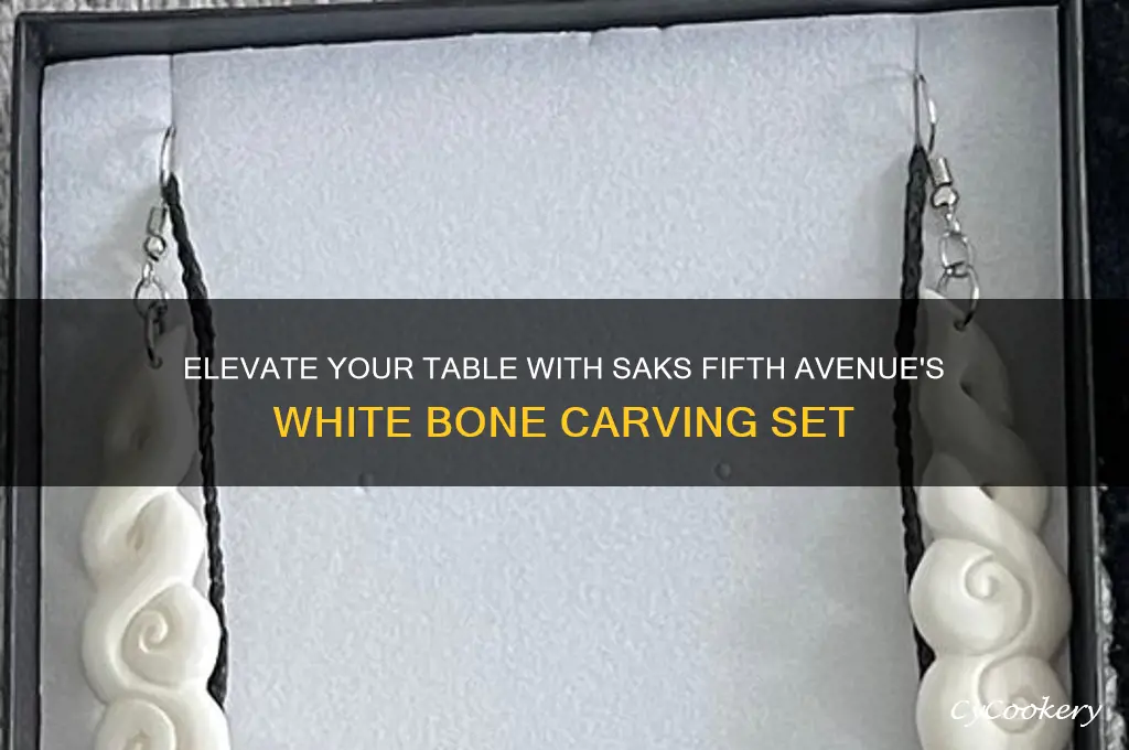 saks fifth avenue 2 piece large white bone carving set