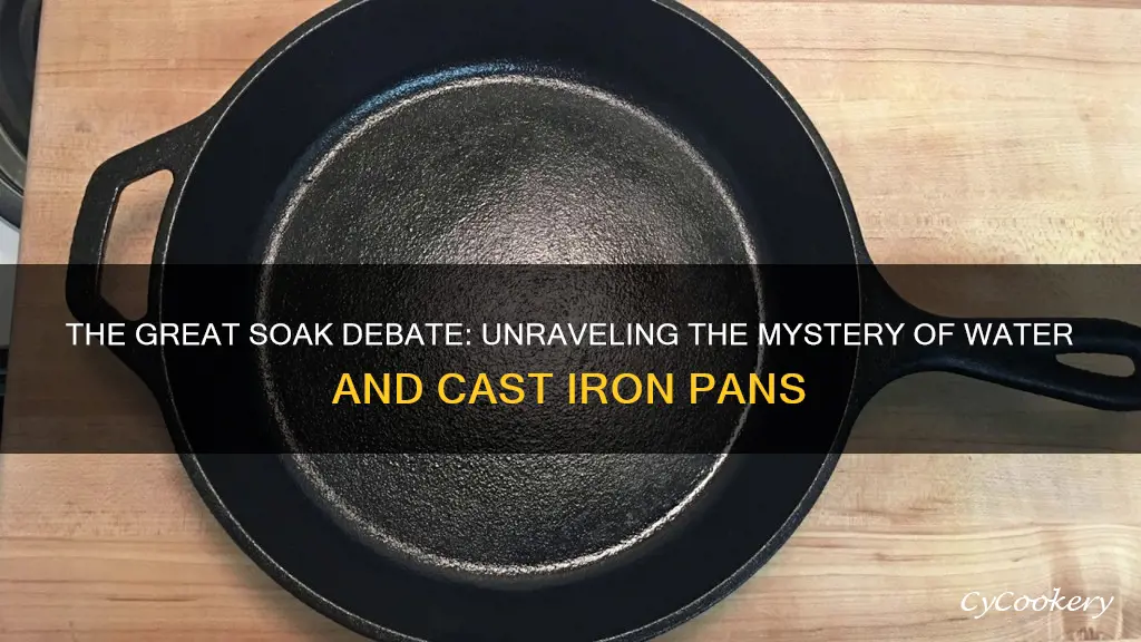 should cast iron pans be soaked in water