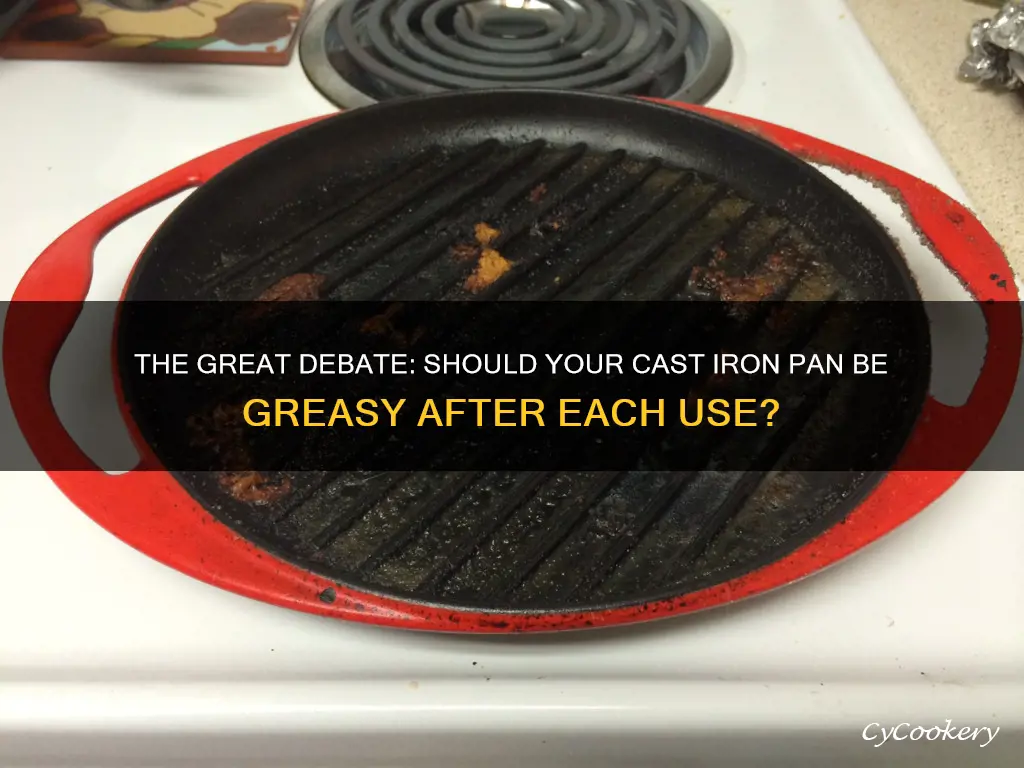 should the cast iron pan be greasy after