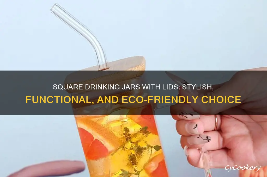square drinking jar with lids