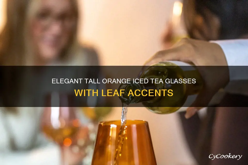 tall ice tea glasses orange with leafes