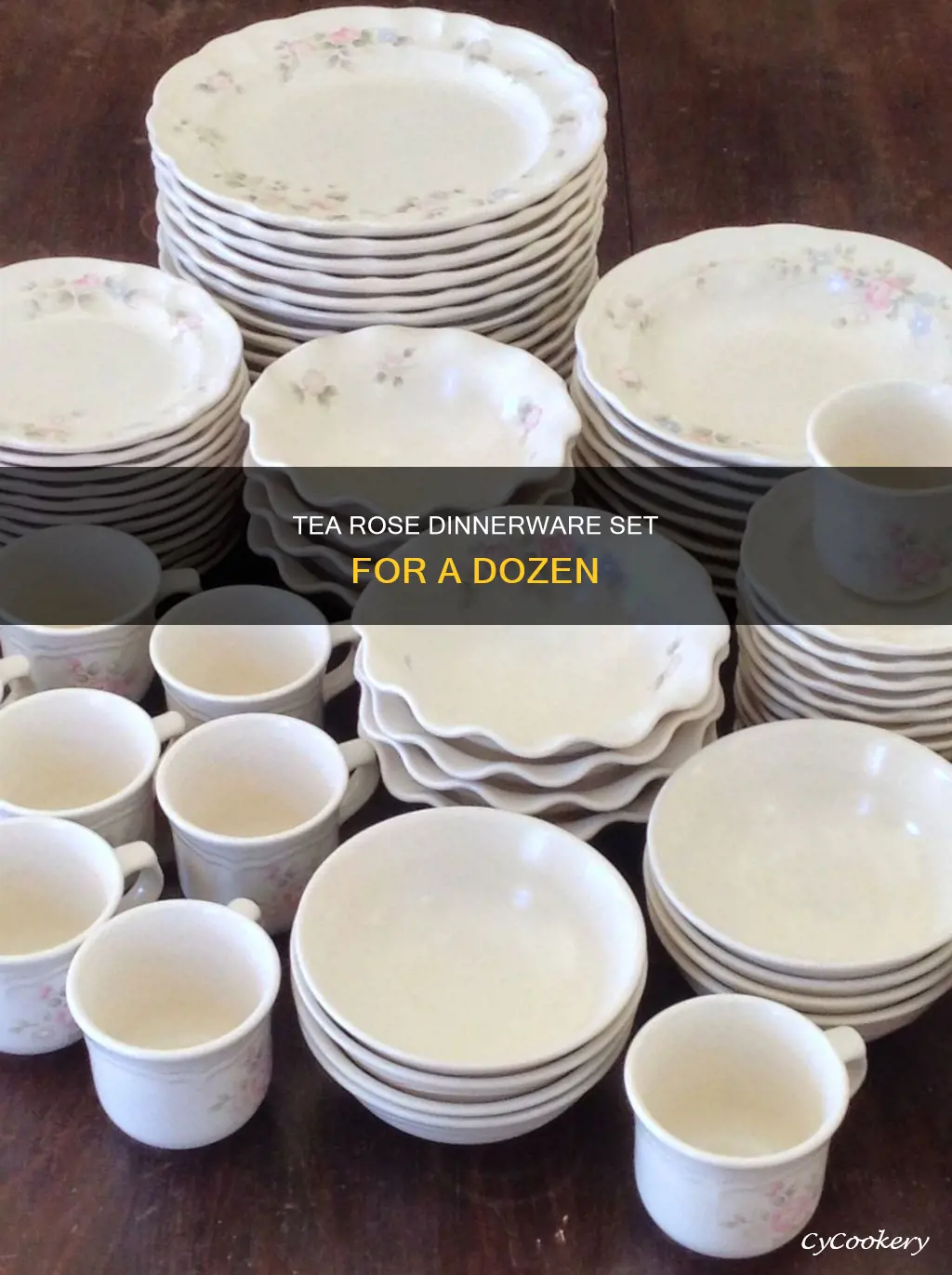 tea rose dinnerware set service of 12