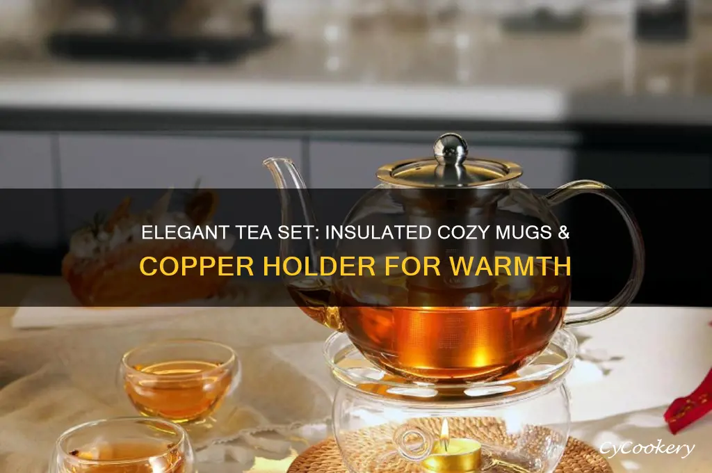 tea set insulated cozy four ceramic mugs with copper holder