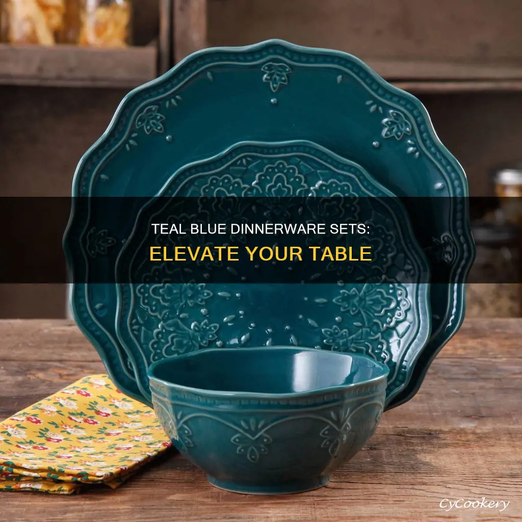 teal blue dinnerware sets