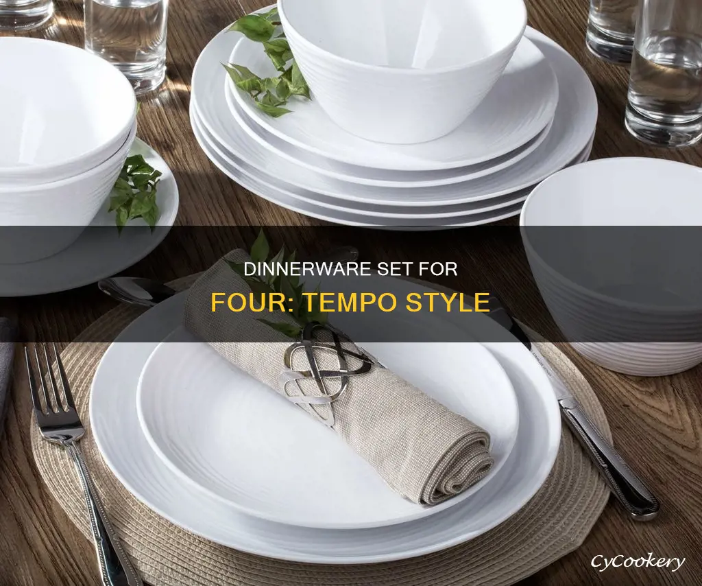 tempo 12 piece dinnerware set service for 4