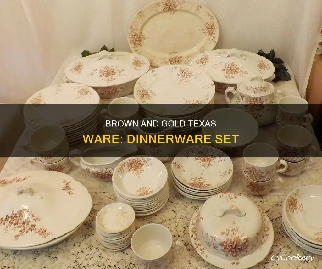 texas ware brown and gold dinnerware set