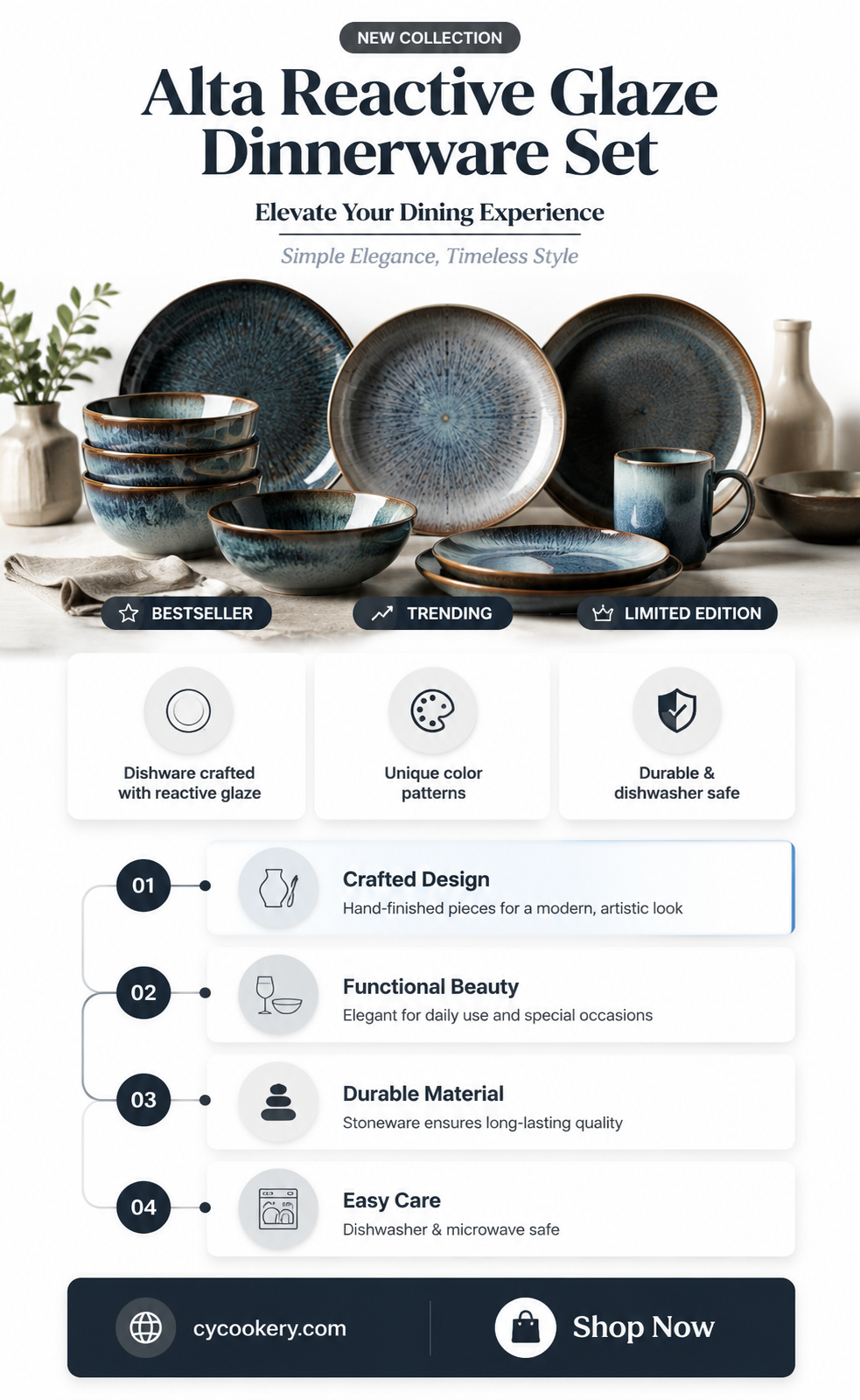alta reactive glaze dinnerware set white