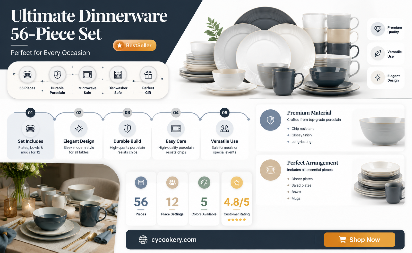 56pc dinnerware set