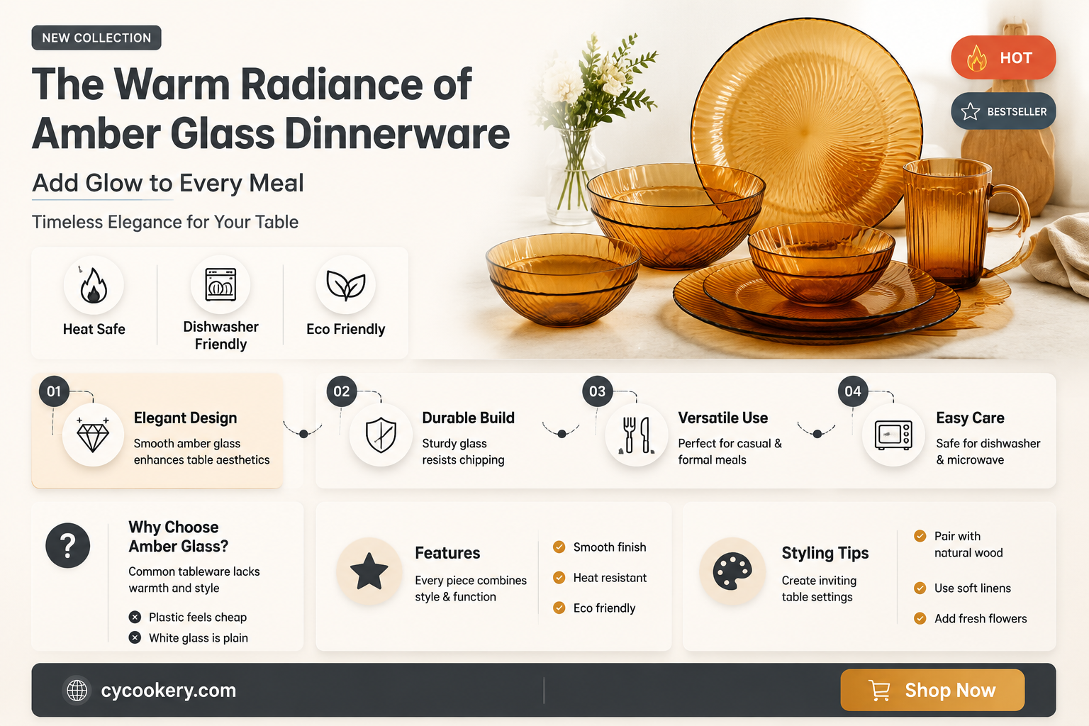 amber glass dinnerware set