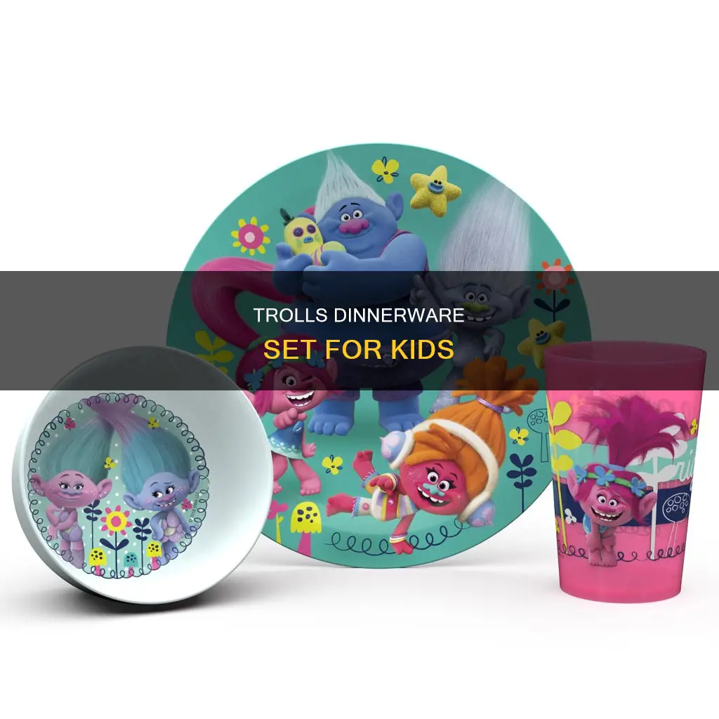 trolls 3pc kids dinnerware set