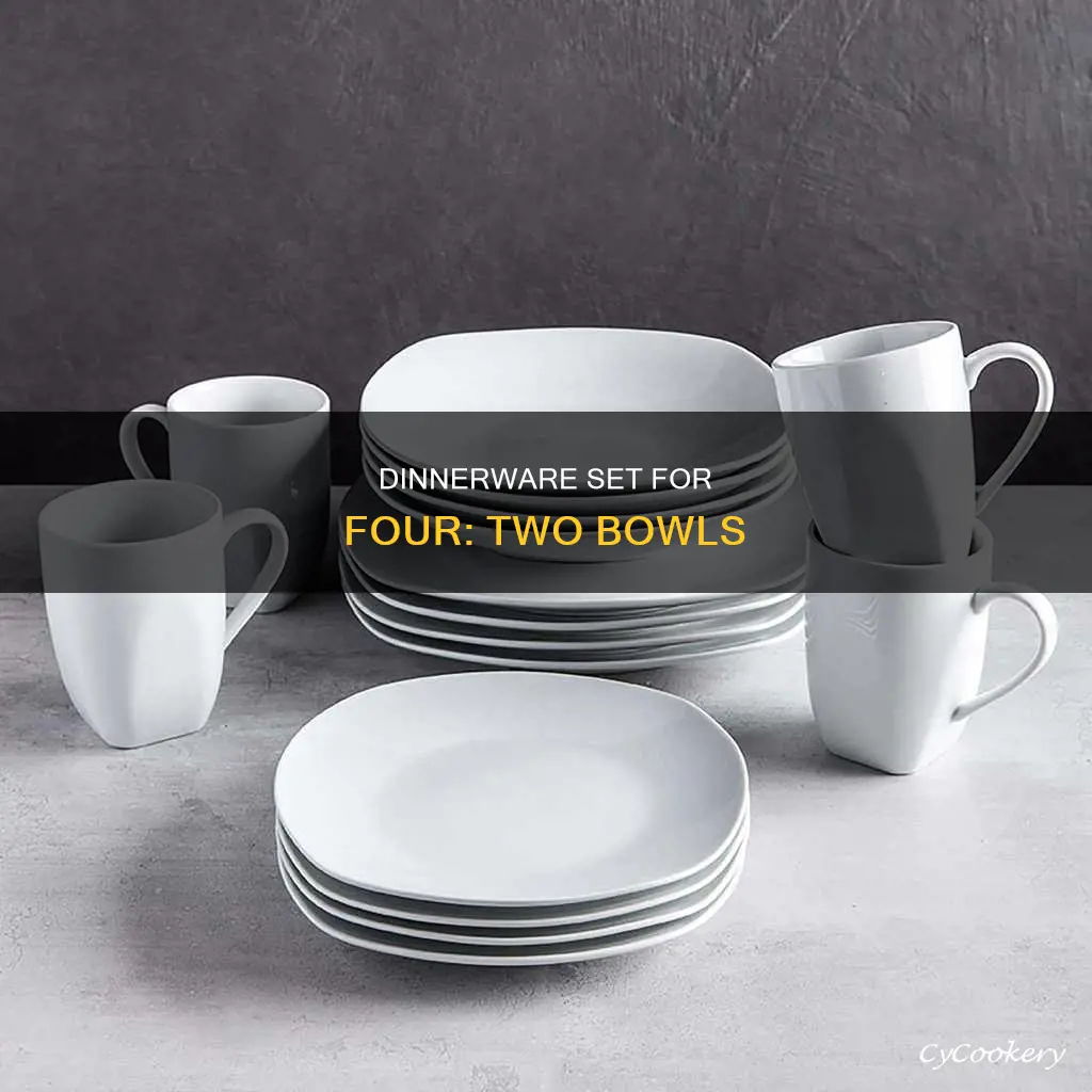 two bowl porcelain dinnerware set for 4