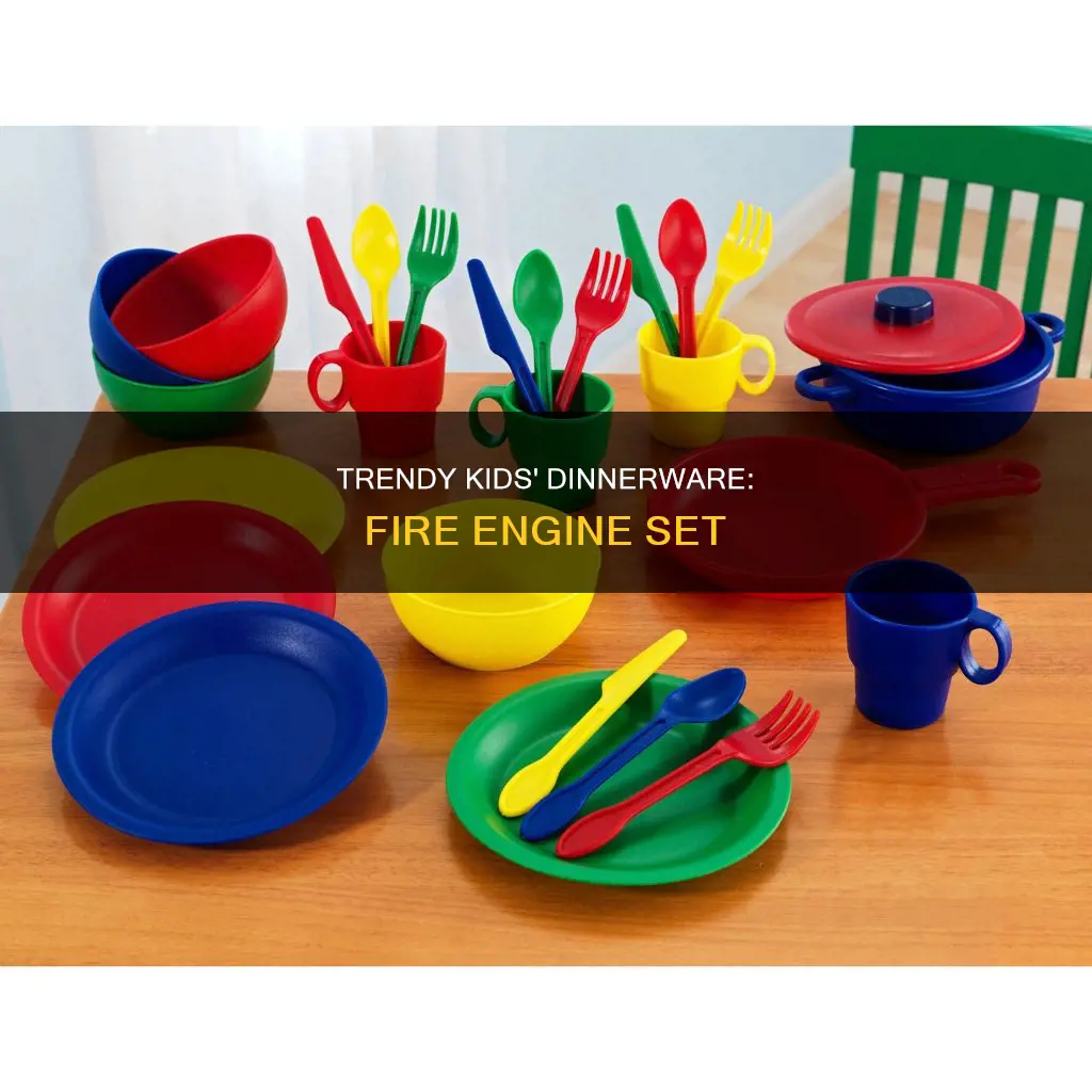 urban trend kids dinnerware set fire engine