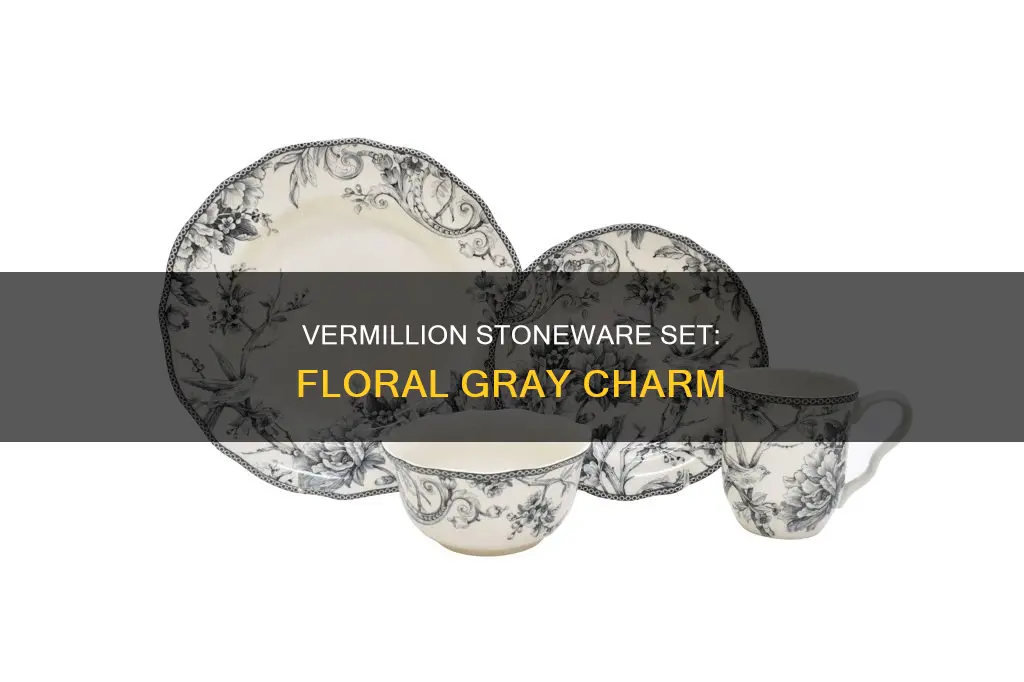 vermillion stoneware 16pc dinnerware set floral designs gray threshold