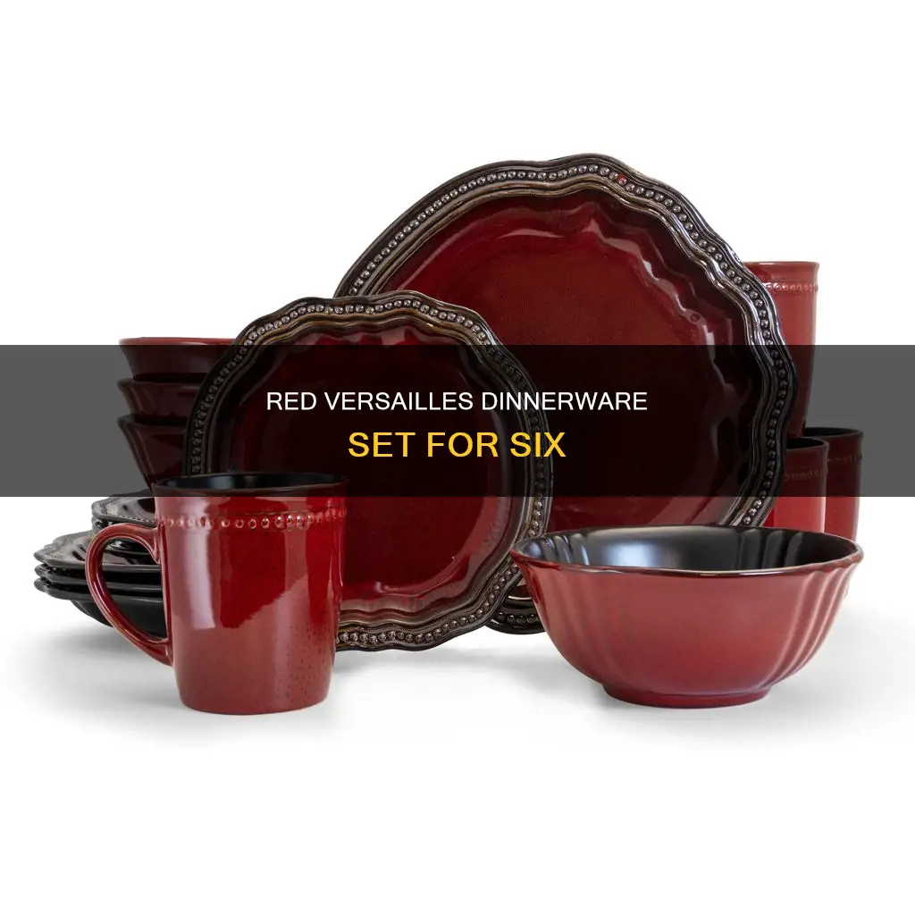 versailles 16 pc double bowl red dinnerware set