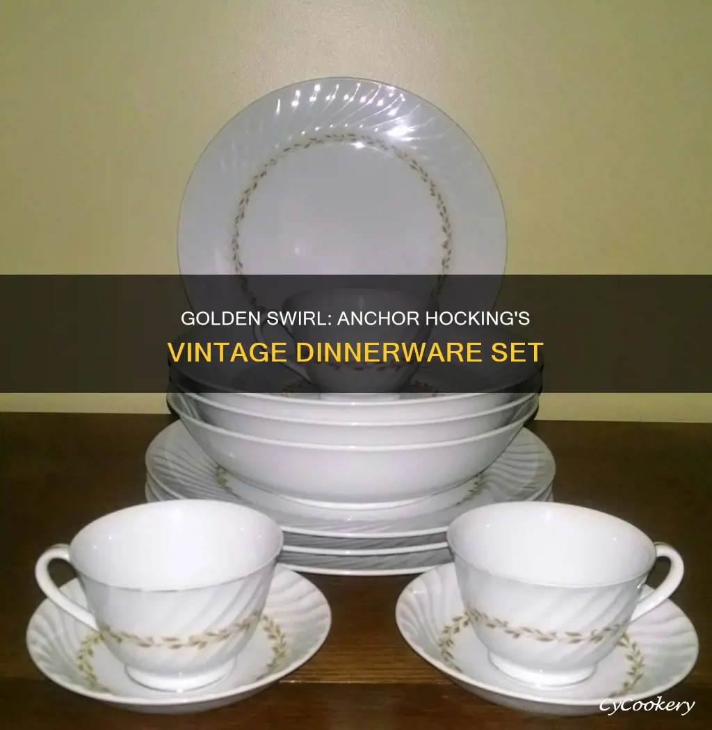 vintage anchor hocking golden swirl dinnerware set