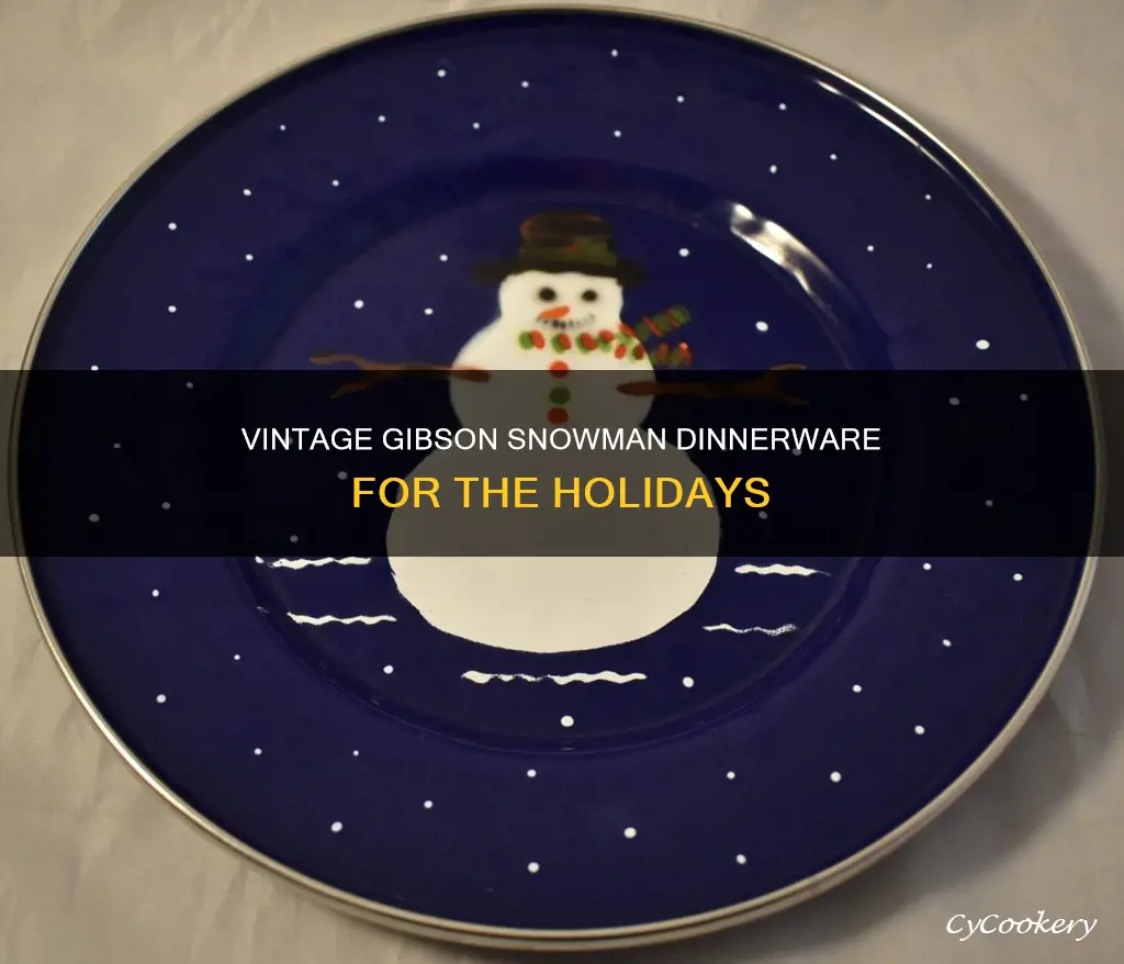 vintage blue gibson let it snow snowman dinnerware sets