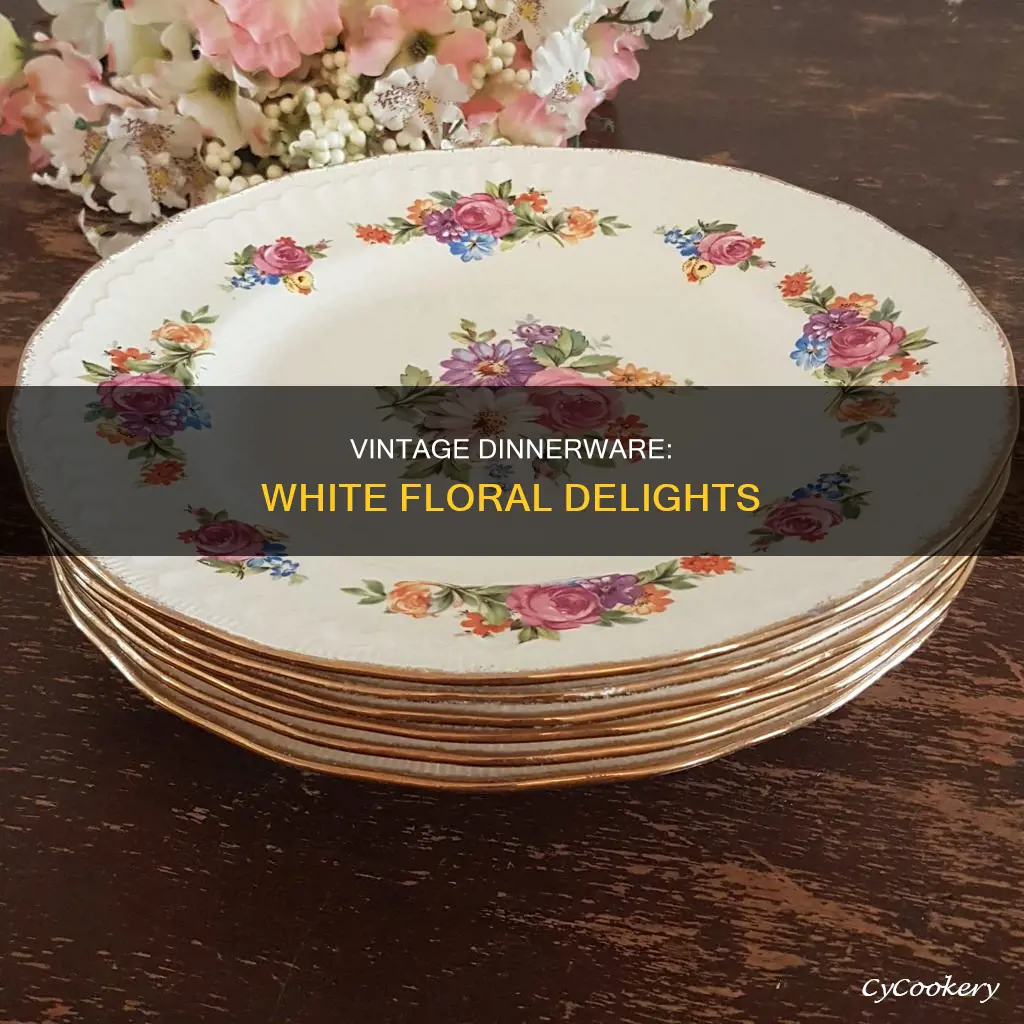 vintage dinnerware set white flowers