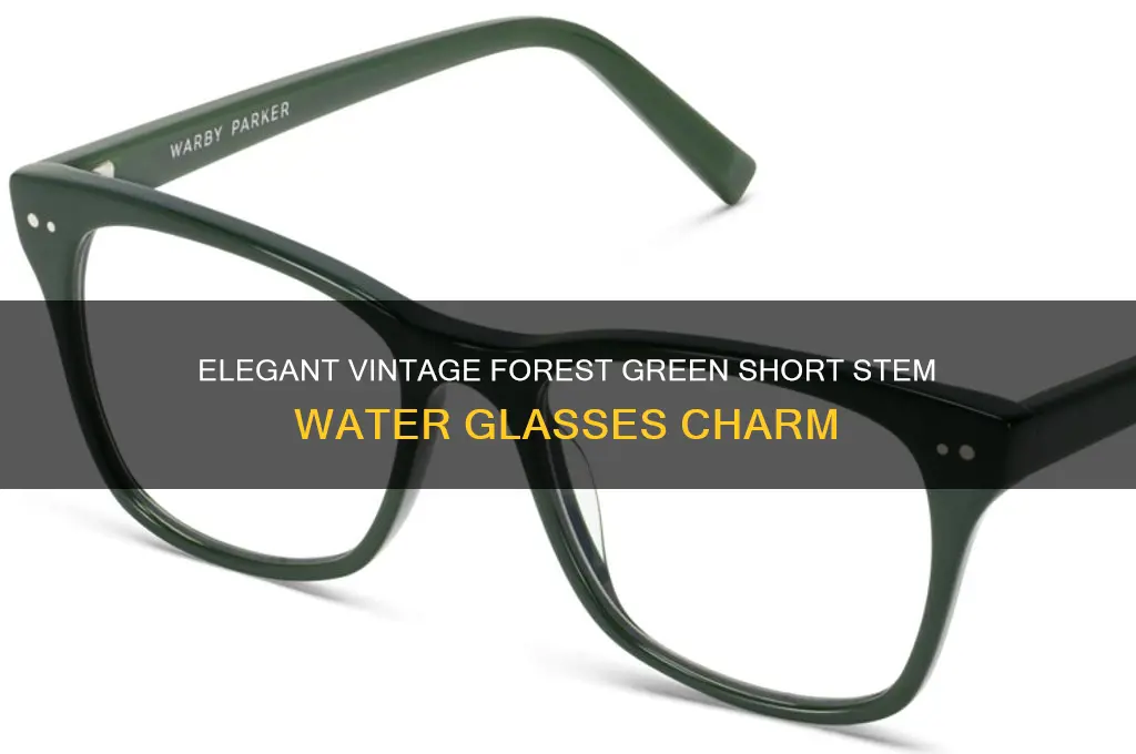 vintage forest green water glasses short stem