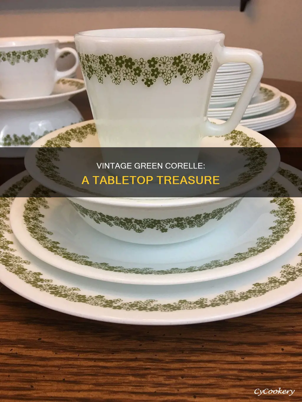 vintage green corelle dinnerware set