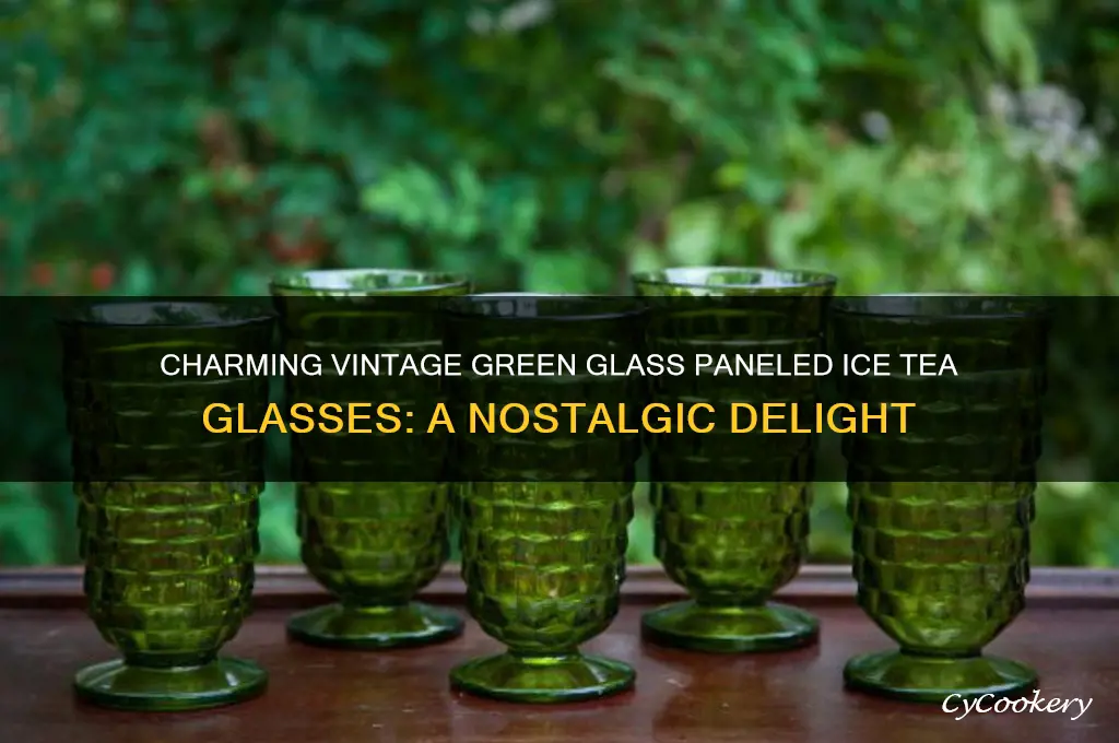 vintage green glass paneled ice tea glasses