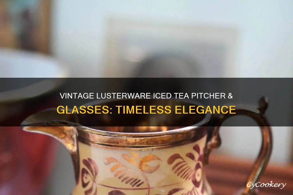 vintage lusterware ice tea pitcher and tall glasses