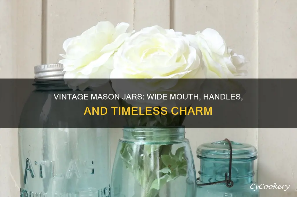 vintage mason drinking jars wide mouth with handles