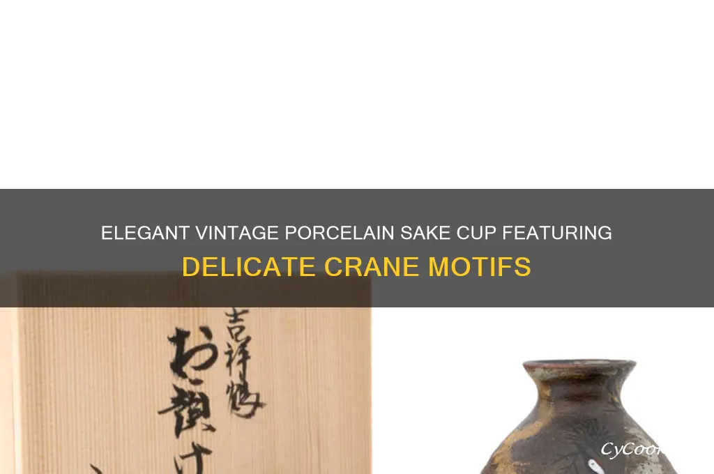 vintage porcelain sake cup crane