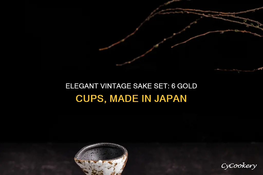 vintage sake 6 gold cup set made in japan