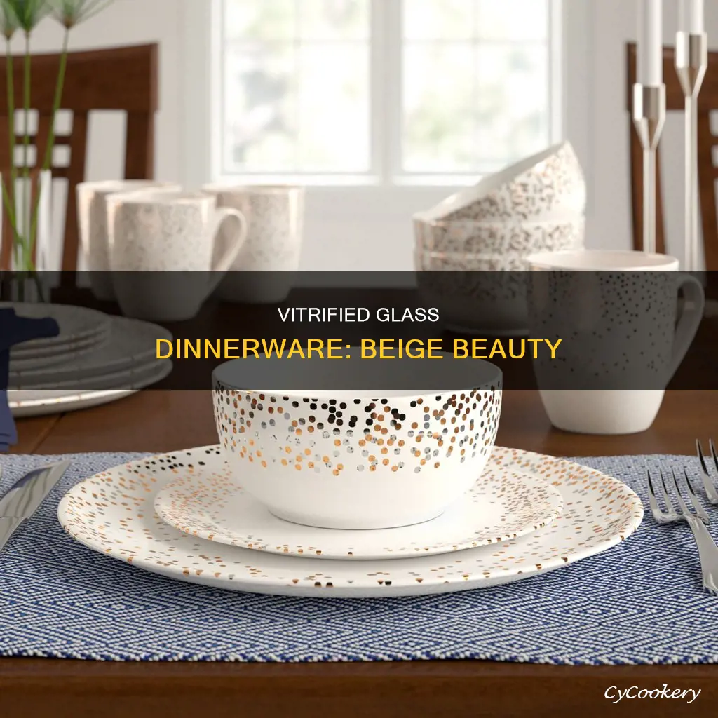 vitrified glass dinnerware set beige