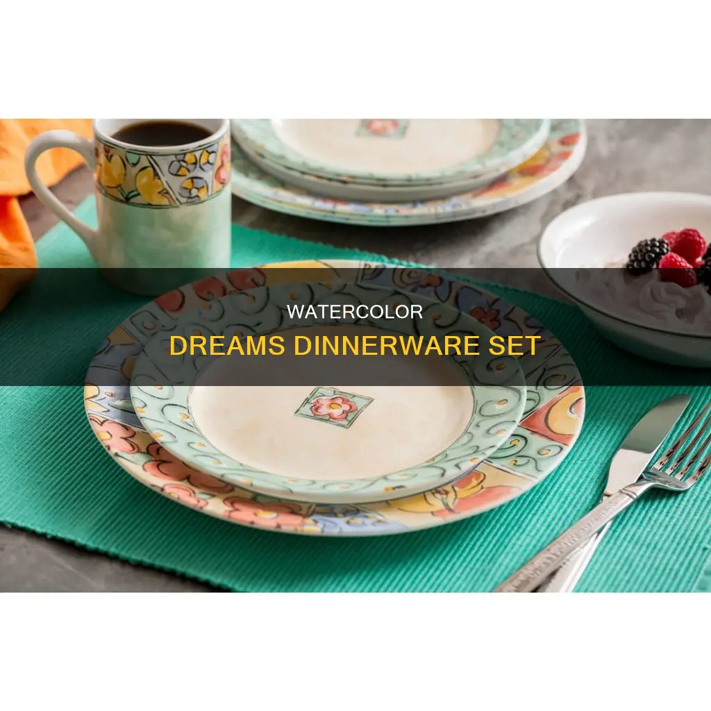 watercolor 16 piece dinnerware set by darbie angell