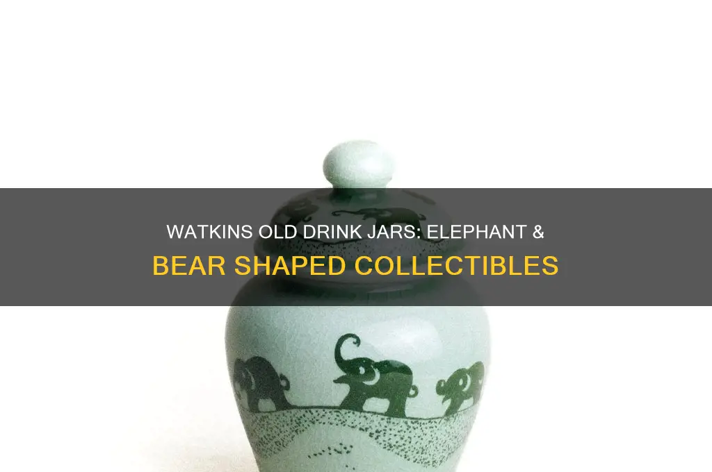 watkins old drink jars that look like elephants and bears