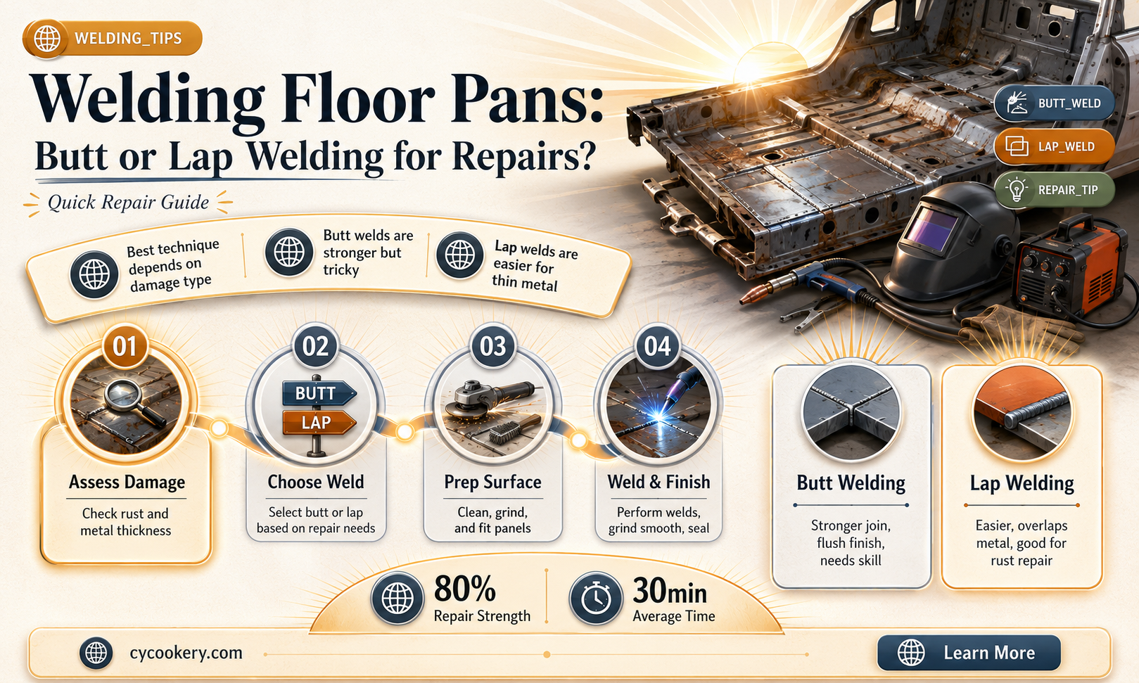 are floor pans butt welded or lap weled when replaced