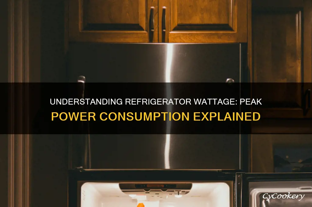 what does refrigerator peak at in watts