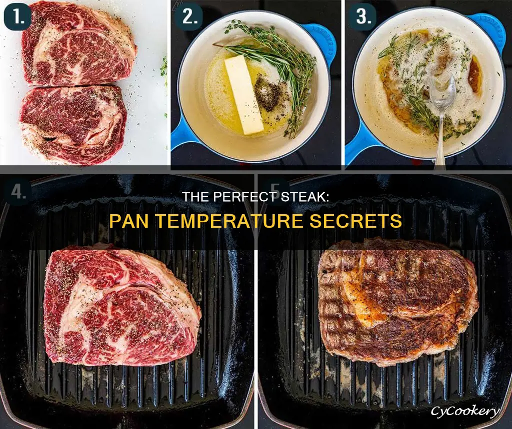 what temperature should a pan be for searing steak