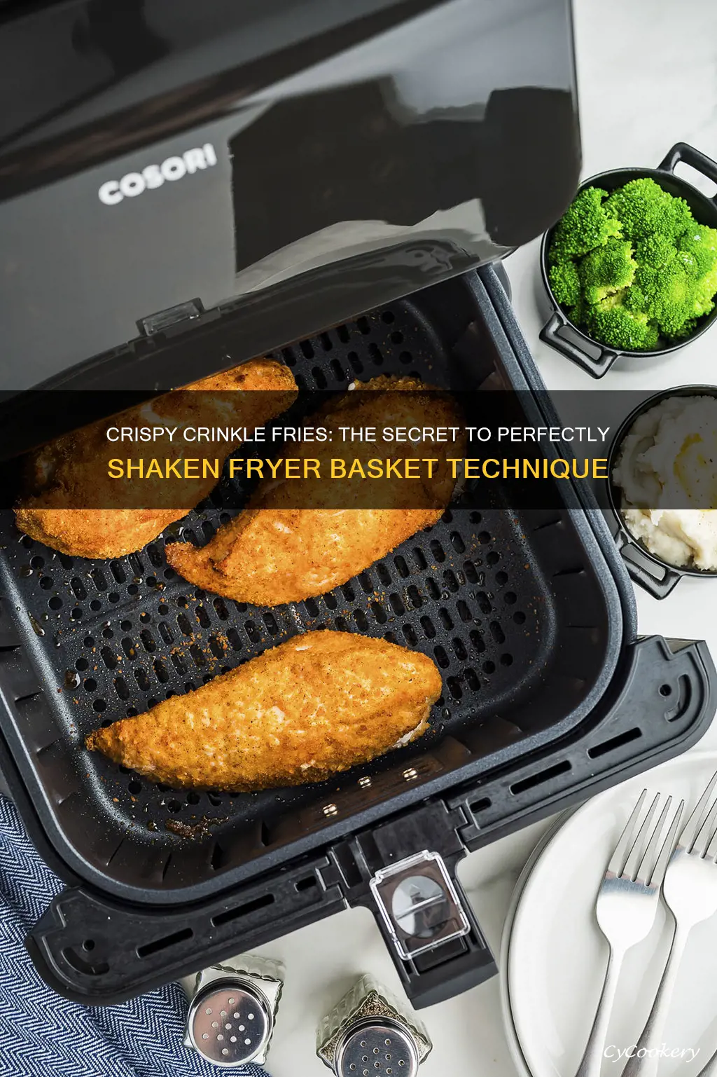 when cooking crinkle fries shake the fryer basket at the