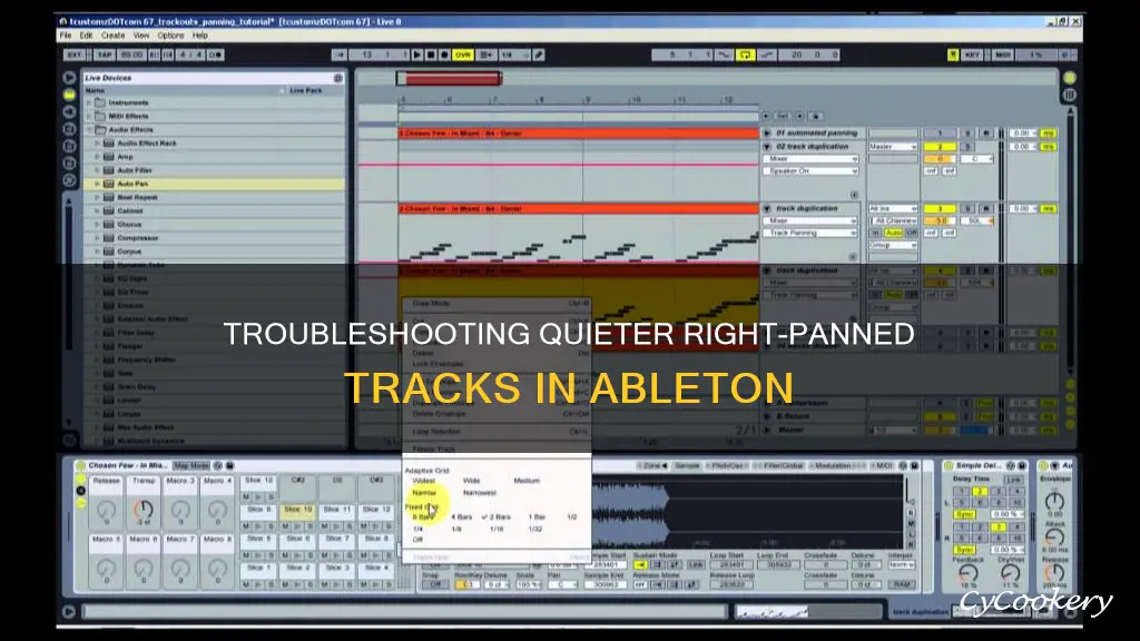 when I pan to right track just gets quieter ableton