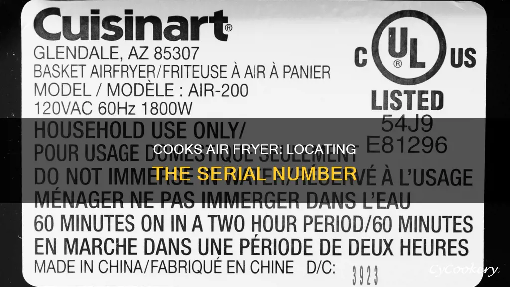where is cooks air fryer seriel number