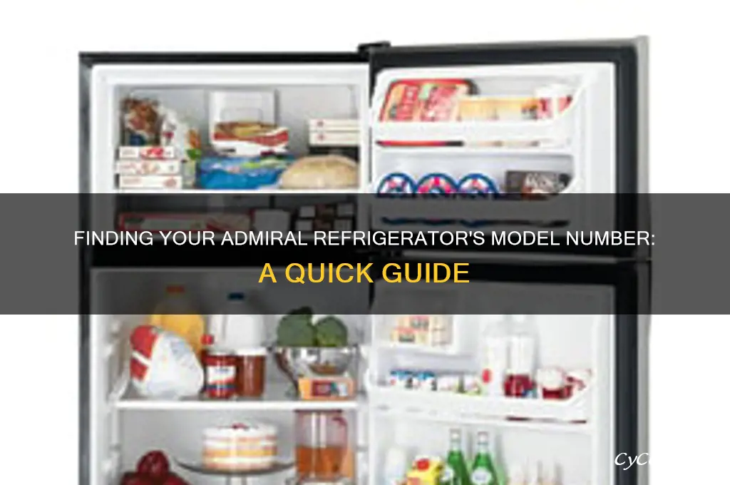 where is model number on admiral refrigerator
