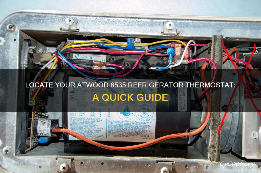 where is thermostat in atwood 8535 refrigerator