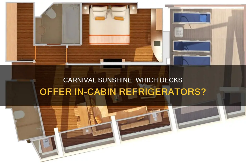 which decks on carnival sunshine have refrigerators