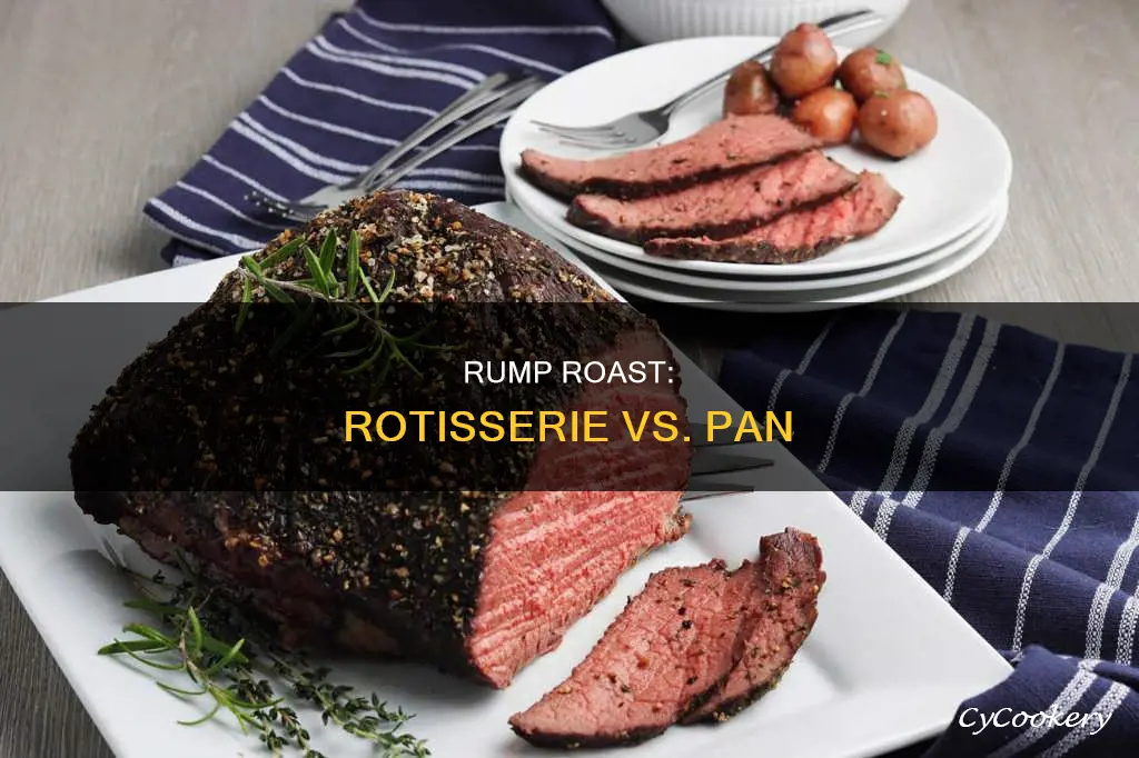 which method for rump roast rotisserie or pan