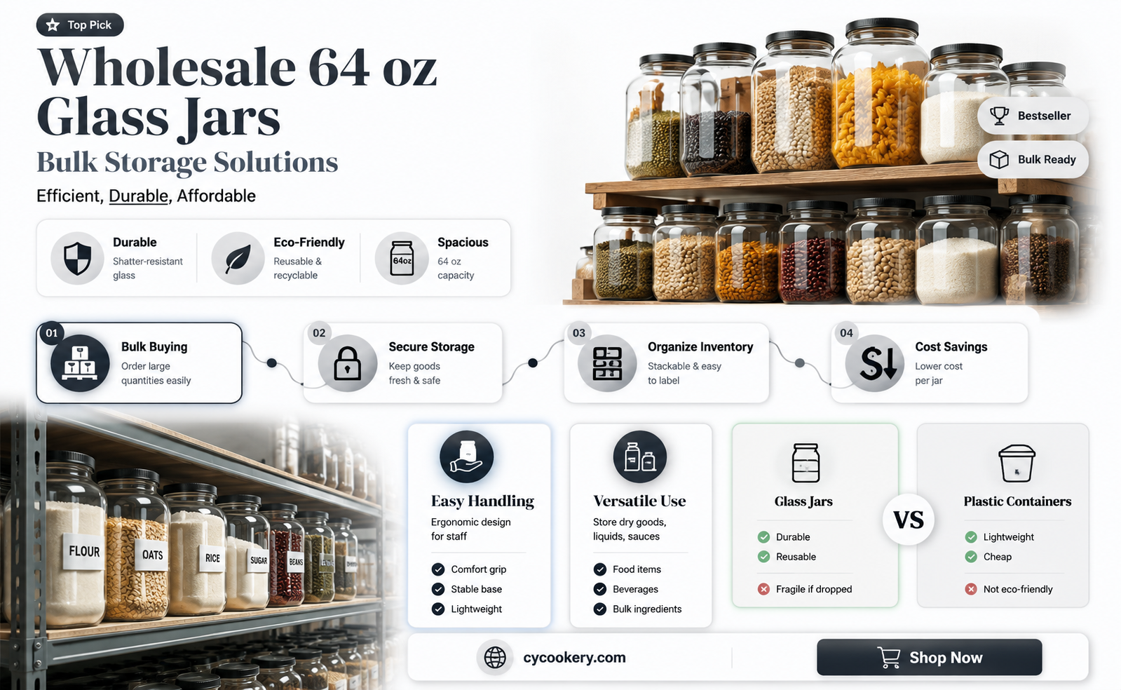 64 oz glass jars wholesale